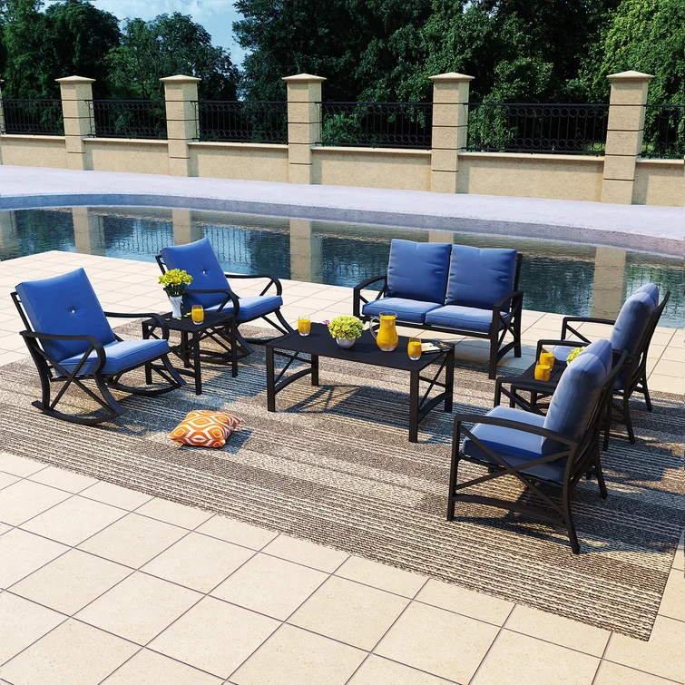 Brionny 6 - Person Outdoor Seating Group with Cushions<!-- --> <!-- -->(Set of 8)