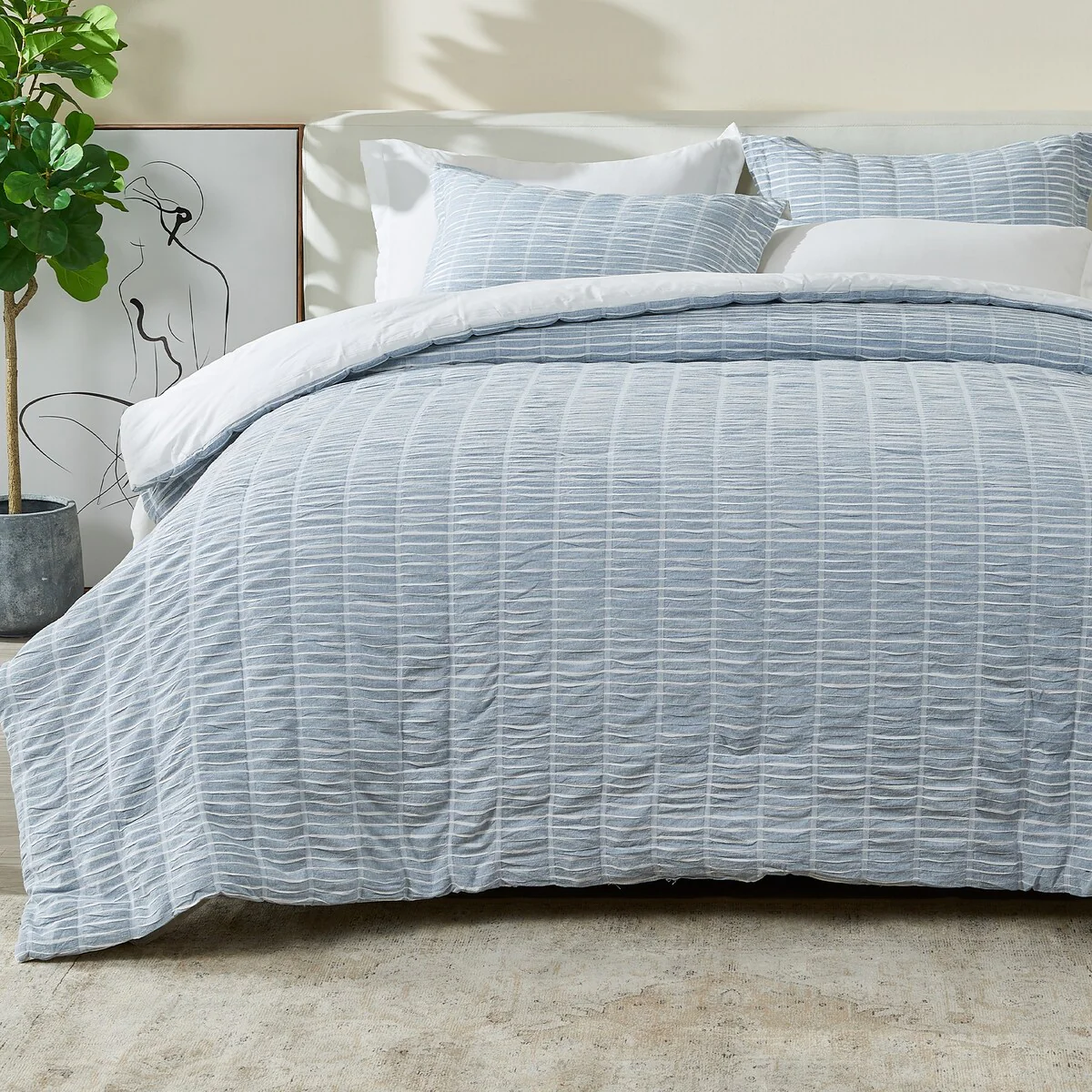 Patina Vie Maison Down Alternative Reversible Puckered Stripe 3 Pc. Comforter Set