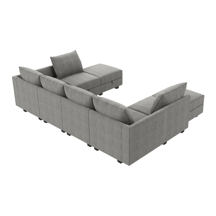 U shaped Sectional Sofa Modular Sectional Couch with Storage Ottoman