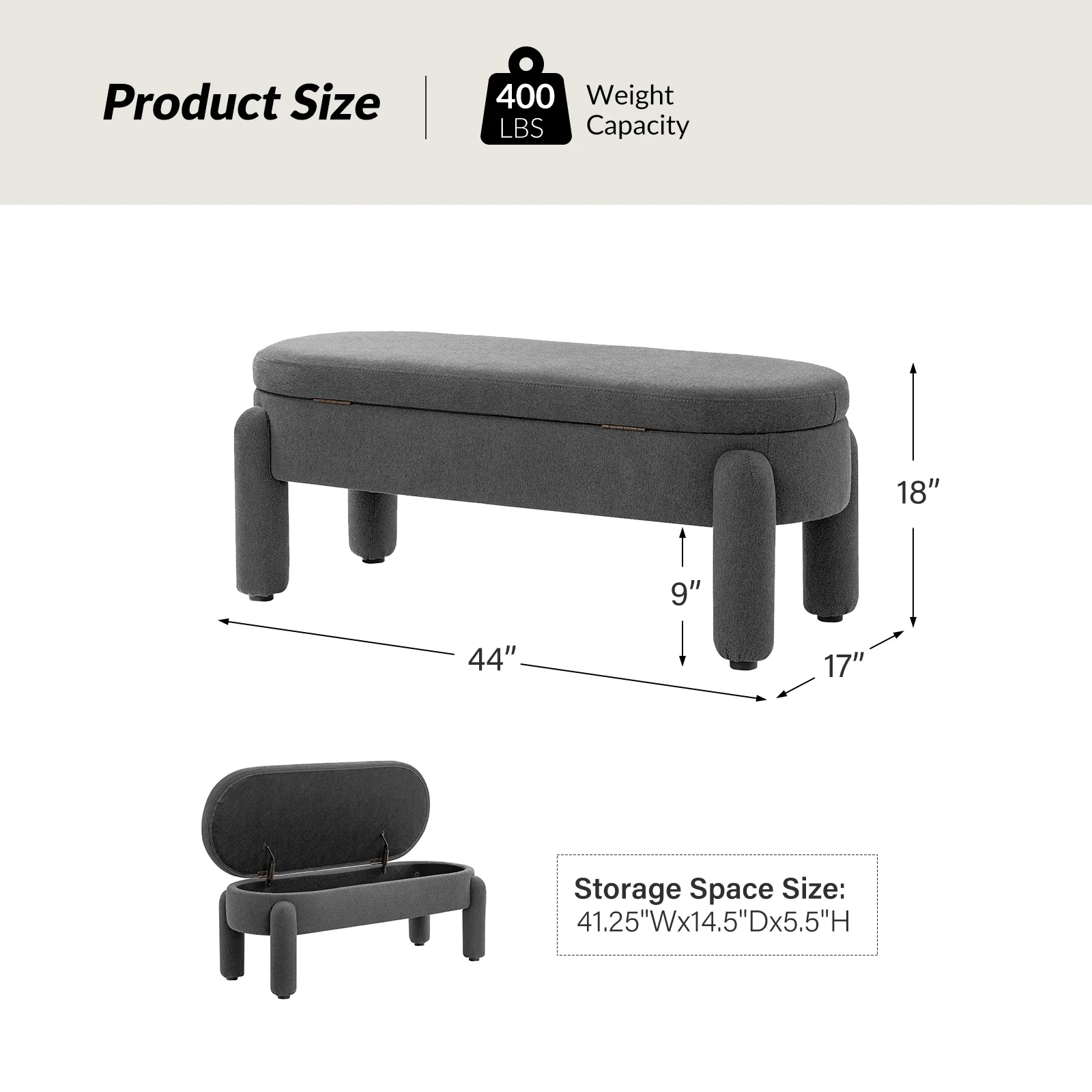 Flavio Storage Bench with Waterproof Fabric