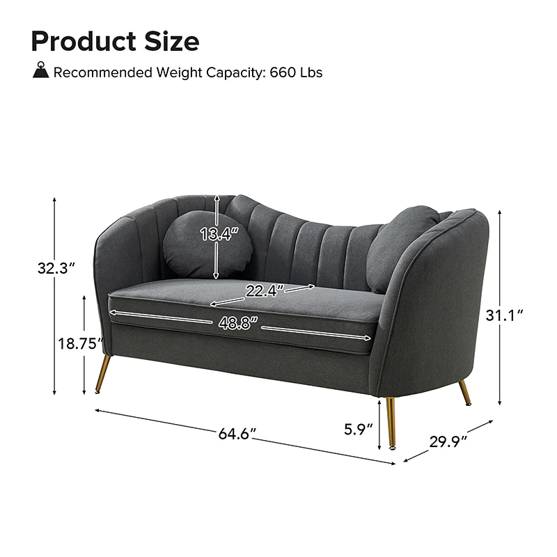 Emilio Contemporary Tufted Back Elegant and Comfortable Loveseat