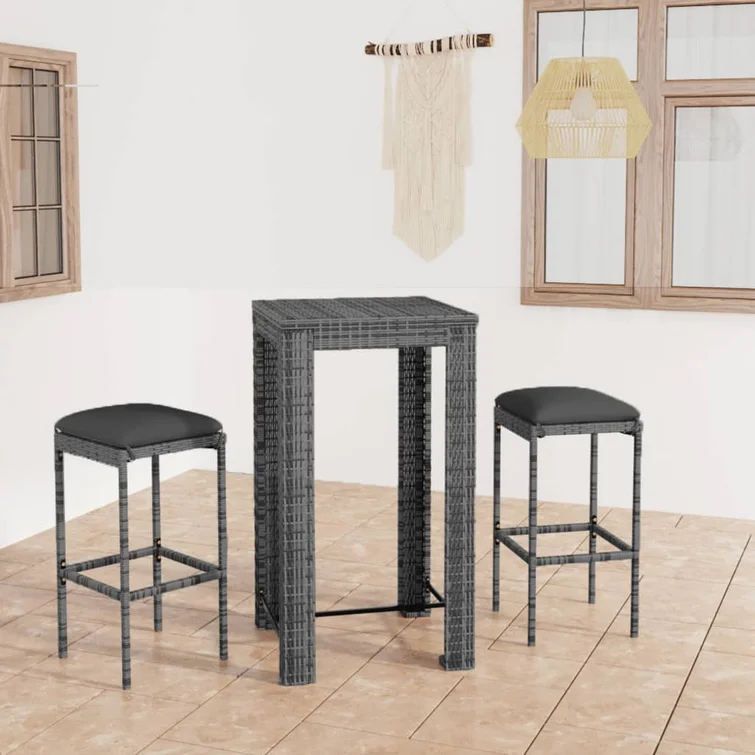 Patio Bar Set Outdoor Bistro Set Bar Stool Bistro Table Poly Rattan