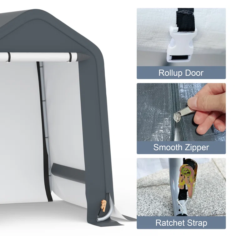 6 Ft. W x 6 Ft. D Portable Shed in Gray Color