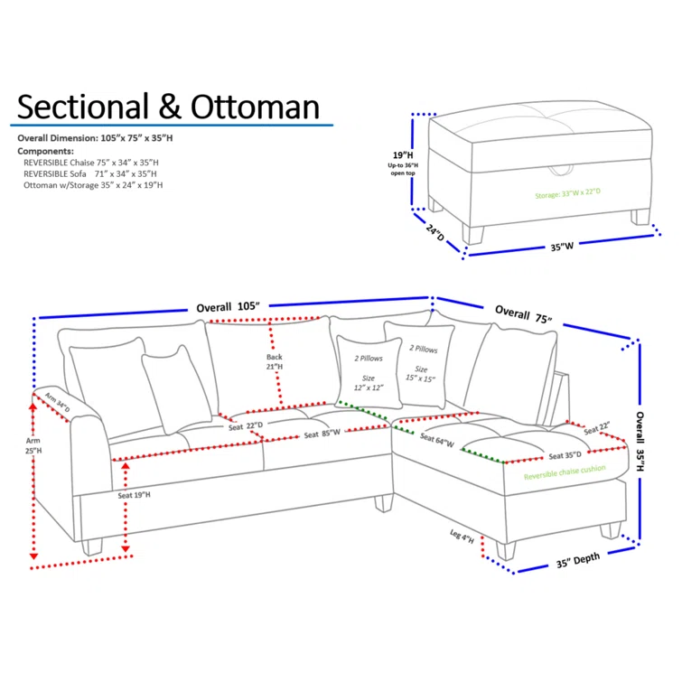 Darlington 3 - Piece Upholstered Sectional