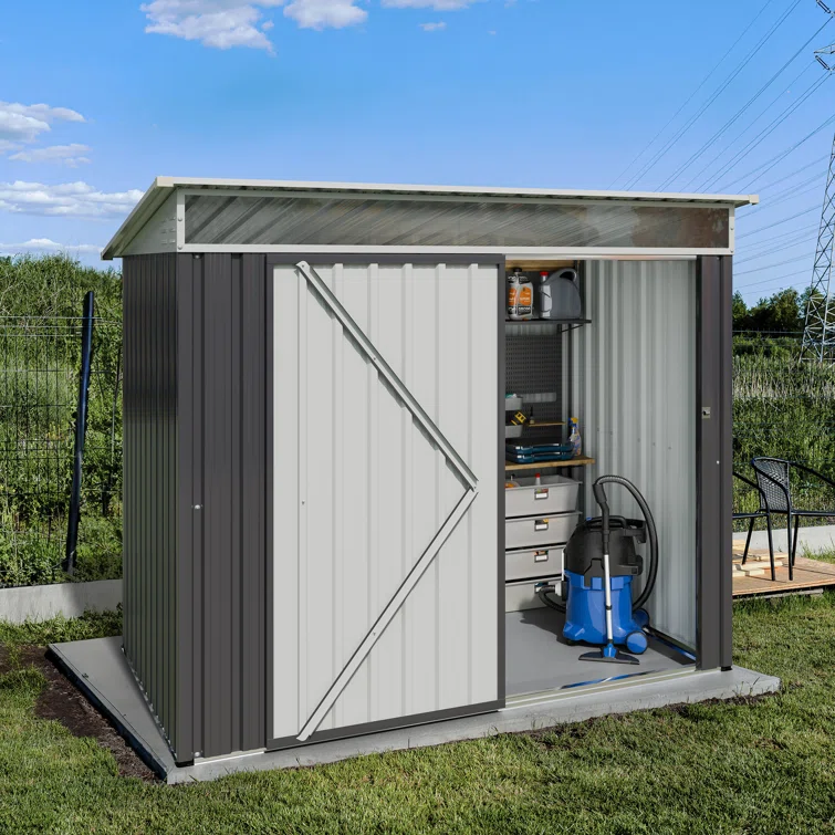 6 X 4 X 6 FT Outdoor Storage Shed, Metal Waterproof Shed Small Garden Tool Storage Shed With Large Window And Lockable Door, Window For Outside Backyard Patio Lawn