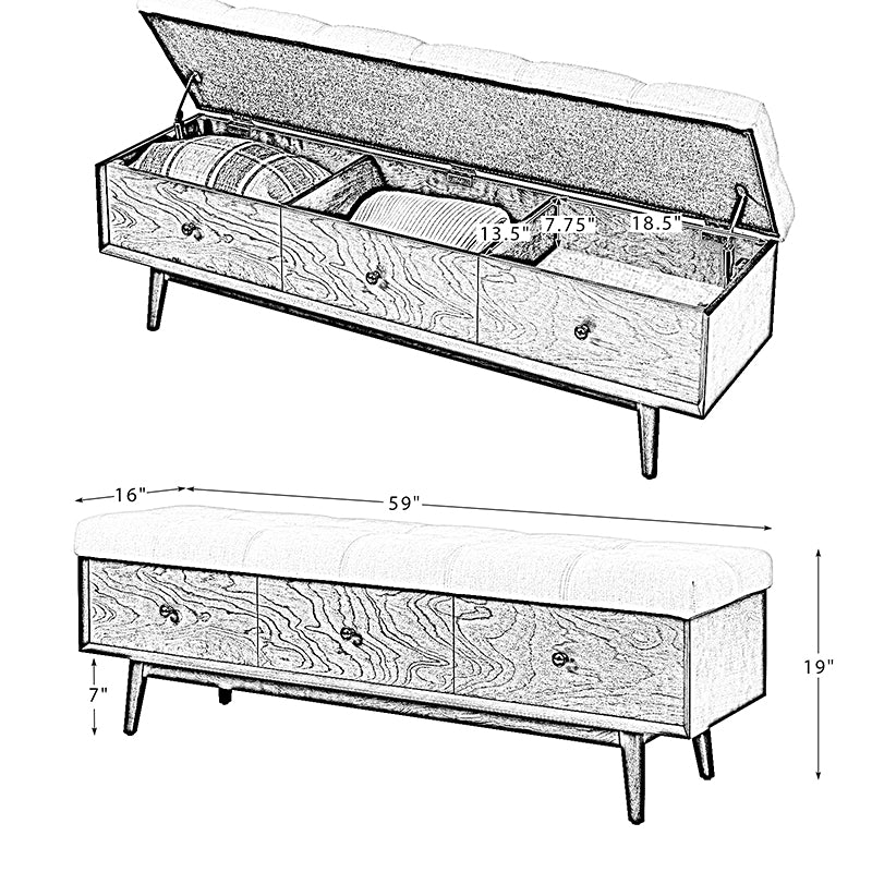 Cherry Upholstered Flip Top Storage Bench