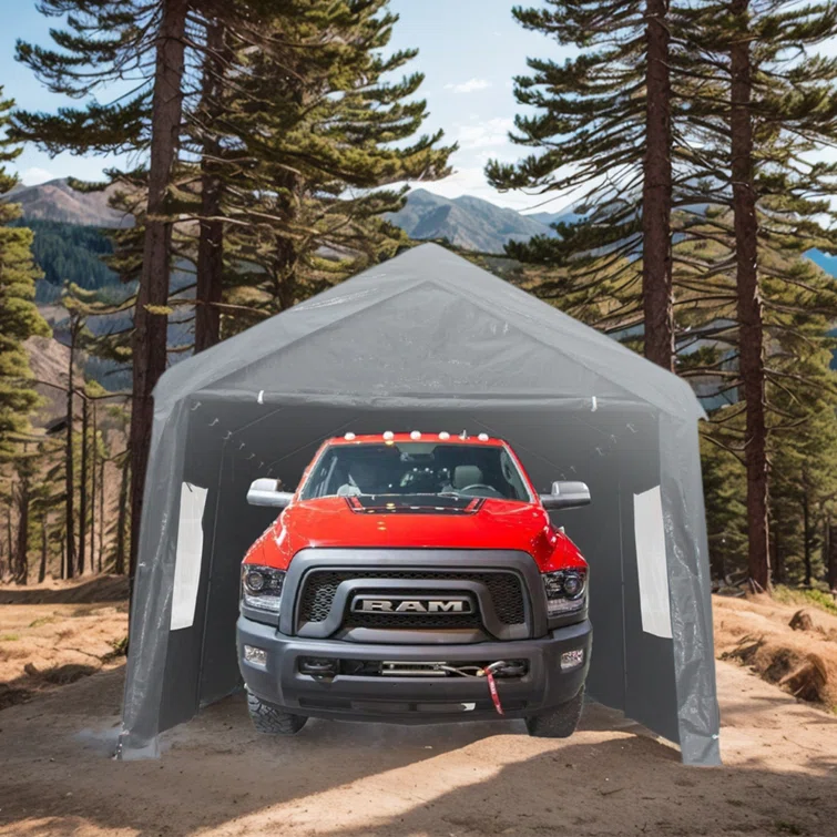 12x20 ft Heavy Duty Metal Carport w/Roll-up Vent Windows&Sidewalls Canopy Garage Boat Shelter