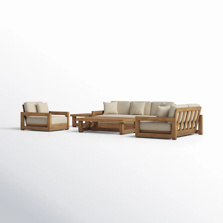 Melrose 5 - Piece Teak Sofa Seating Group with Cushions
