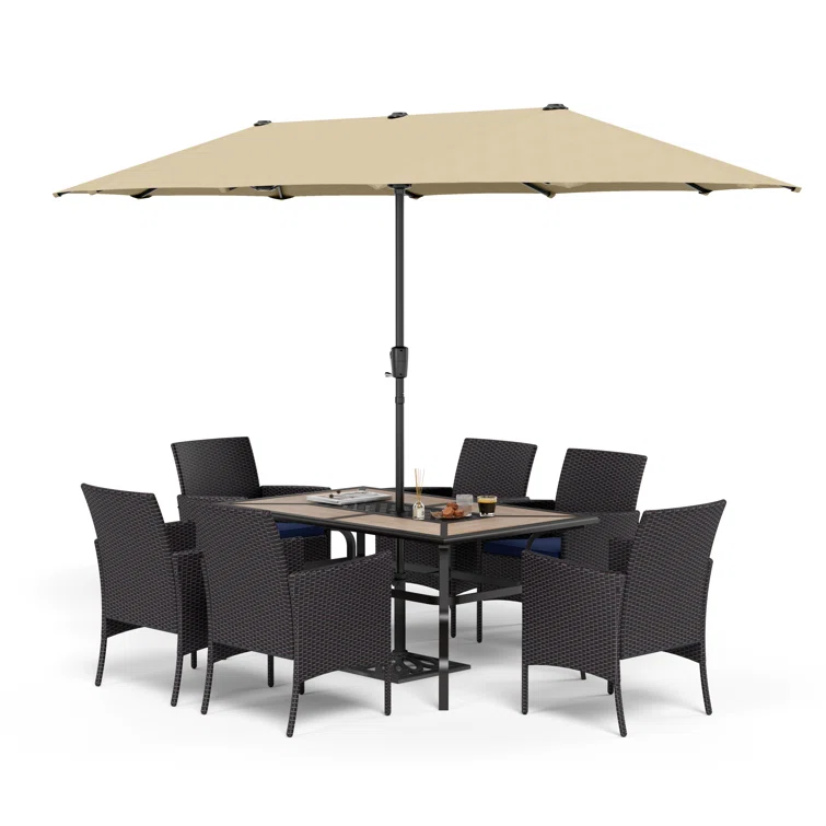 Alyah 6 - Person Rectangular Outdoor Dining Set with Cushions