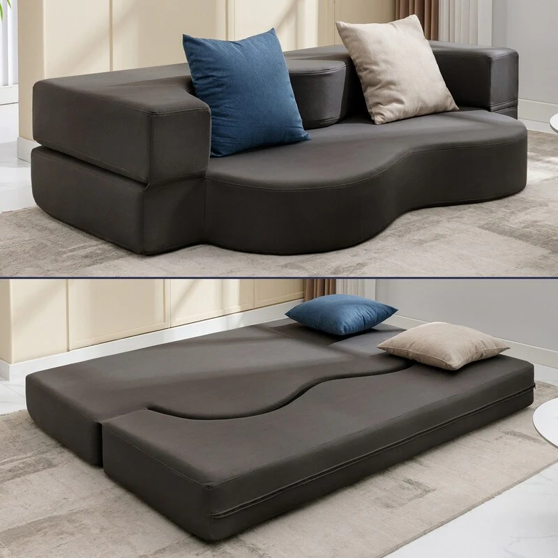 Mixoy Convertible Futon Sofa Bed, Foldable, Foam Folding Mattress Sleeper, Cloth Fabrics Floor Couch Lounge Sleeper Bed