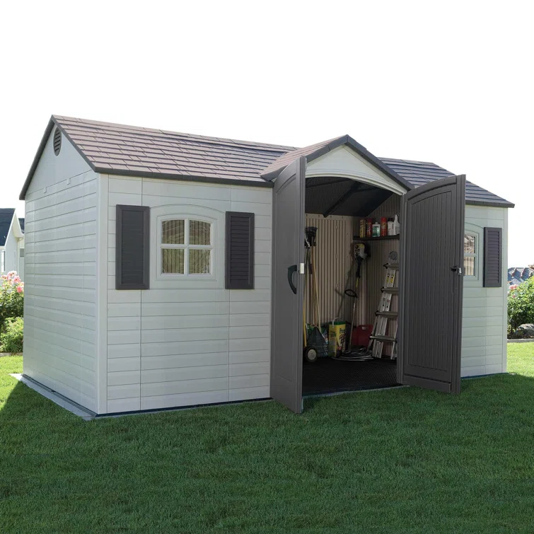 Lifetime 15 Ft. x 8 Ft. High-Density Polyethylene (Plastic) Outdoor Storage Shed with Steel-Reinforced Construction