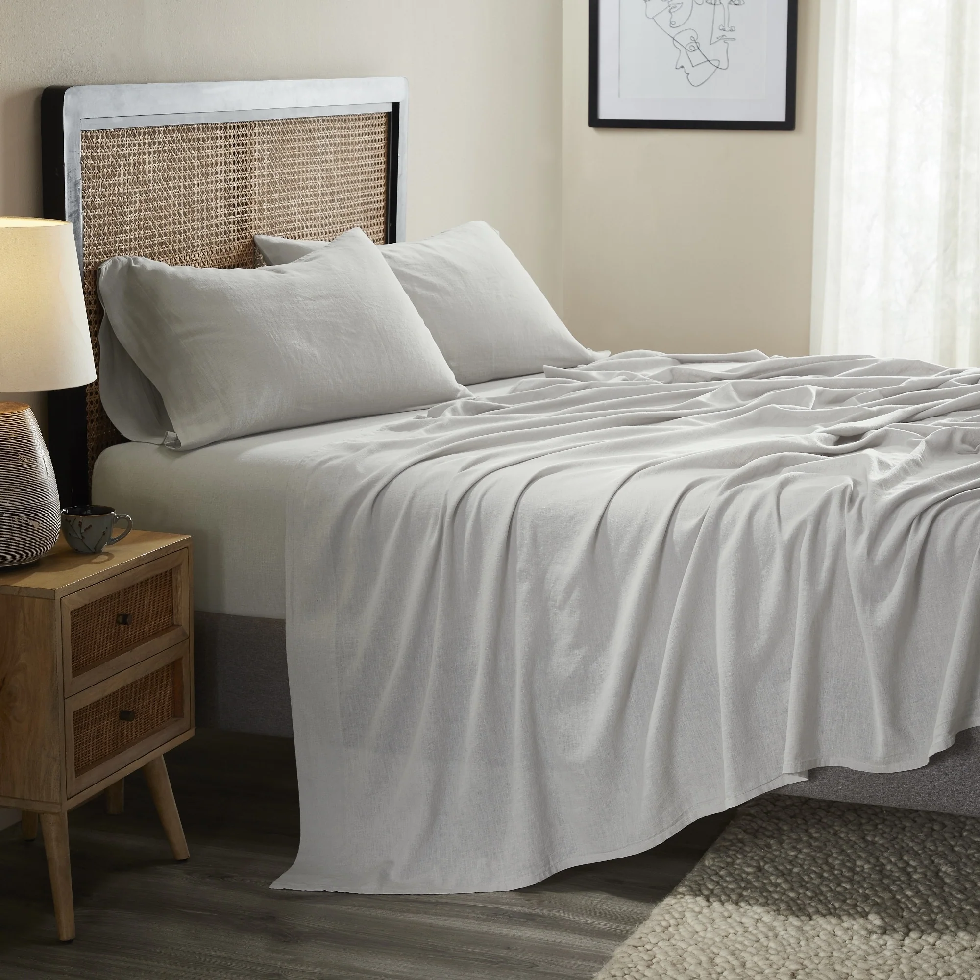 Superior Cotton Linen Garment Washed Deep Pocket Bed Sheet Set