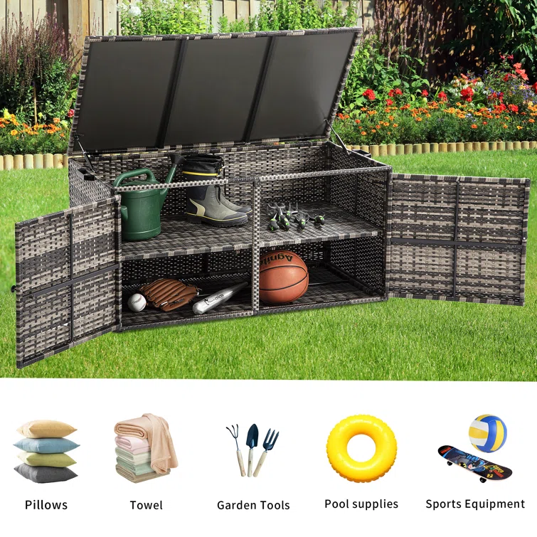 YITA 120 Gallon Outdoor Wicker Deck Box