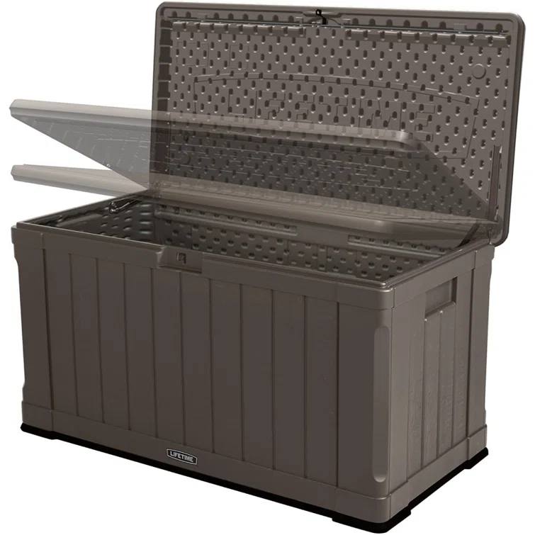 Lifetime 50.3'' W 116 Gallons Water Resistant Polyethylene Plastic Lockable Deck Box in Brown