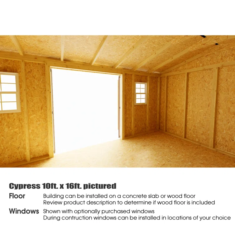 Cypress 10 ft. W x 12 ft. D Solid Wood Storage Shed
