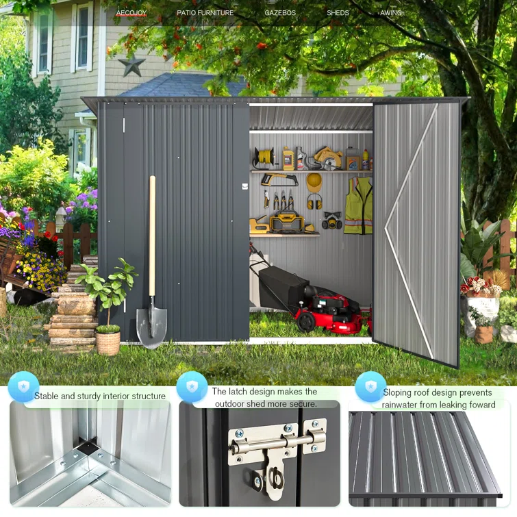 7 ft. W x 3 ft. D Metal Horizontal Storage Shed