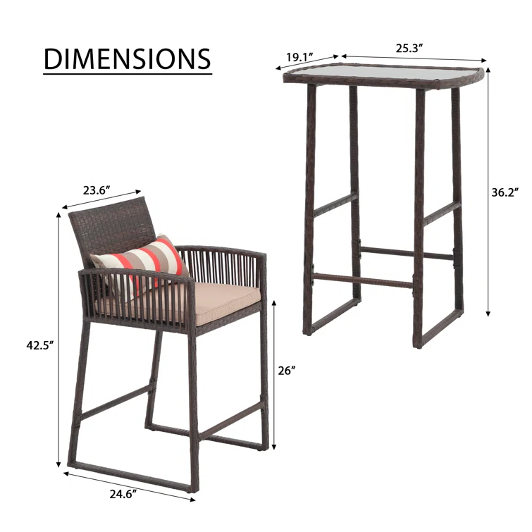Marciniak 2 - Person Rectangular Outdoor Dining Set with Cushions