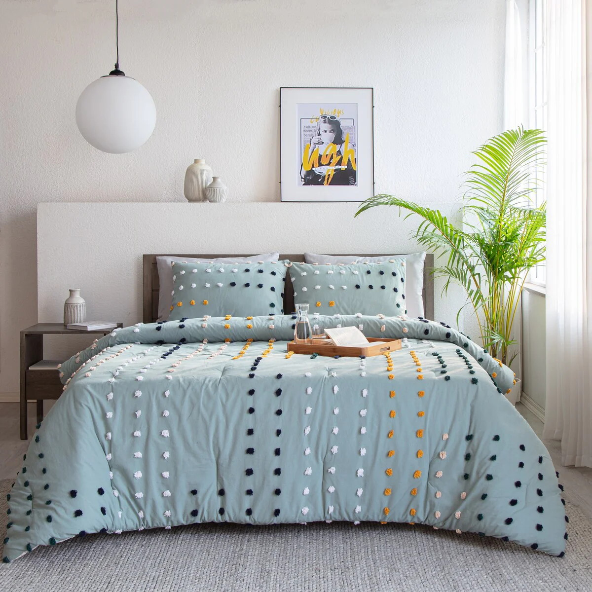 MH London Libbie 3 Piece Comforter Set Queen Size in Green