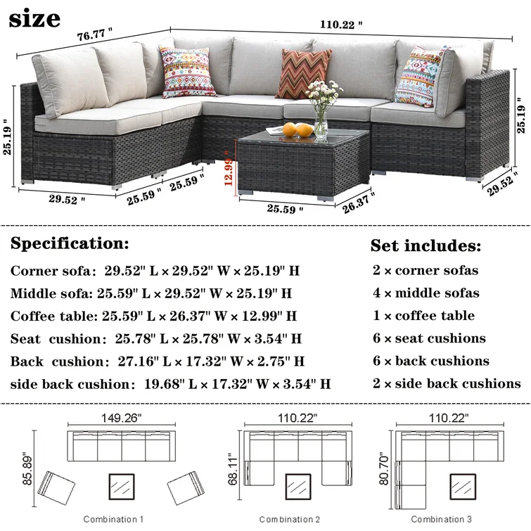 Aliva 6 - Person Outdoor Seating Group with Cushions