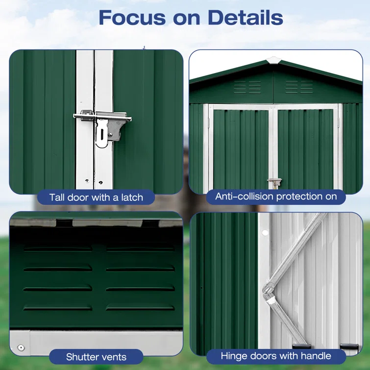 8 ft. W x 10 ft. D Metal Corner Tool Shed