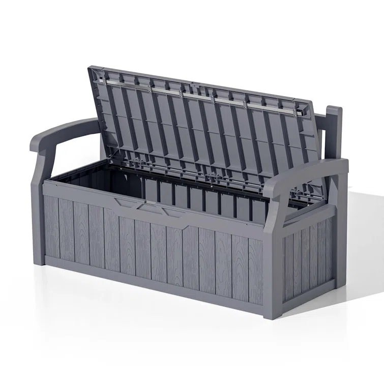 Patiowell 70 Gallons Storage Bench Durable Resin Outdoor Storage Deck Box For Furniture and Supplies