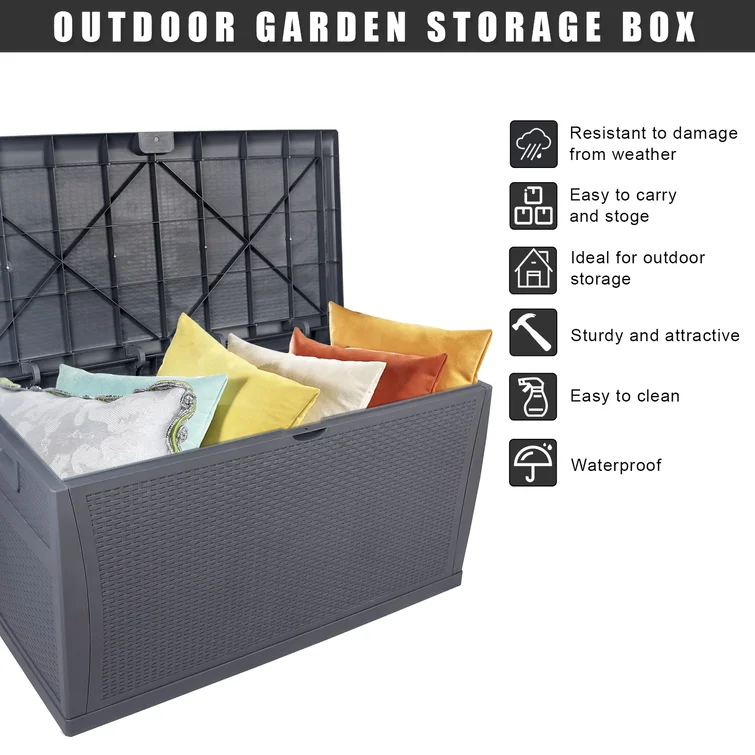 Winado 47'' W 120 Gallons Water Resistant Plastic Lockable Deck Box