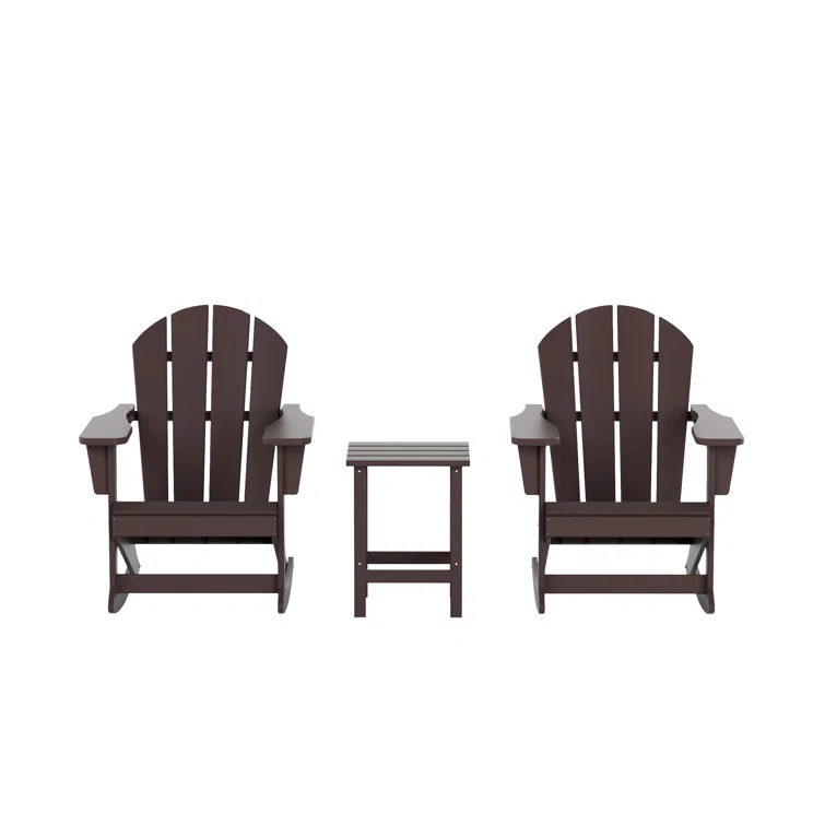 Cullan Plastic Rocking Adirondack Chair with Table
