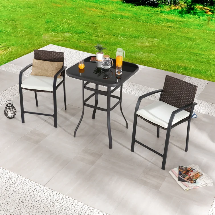 2 - Person Square Outdoor Dining Set with Cushions