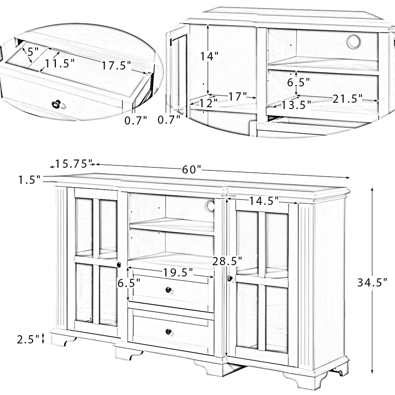 Curzia TV Stand for TVs up to 65