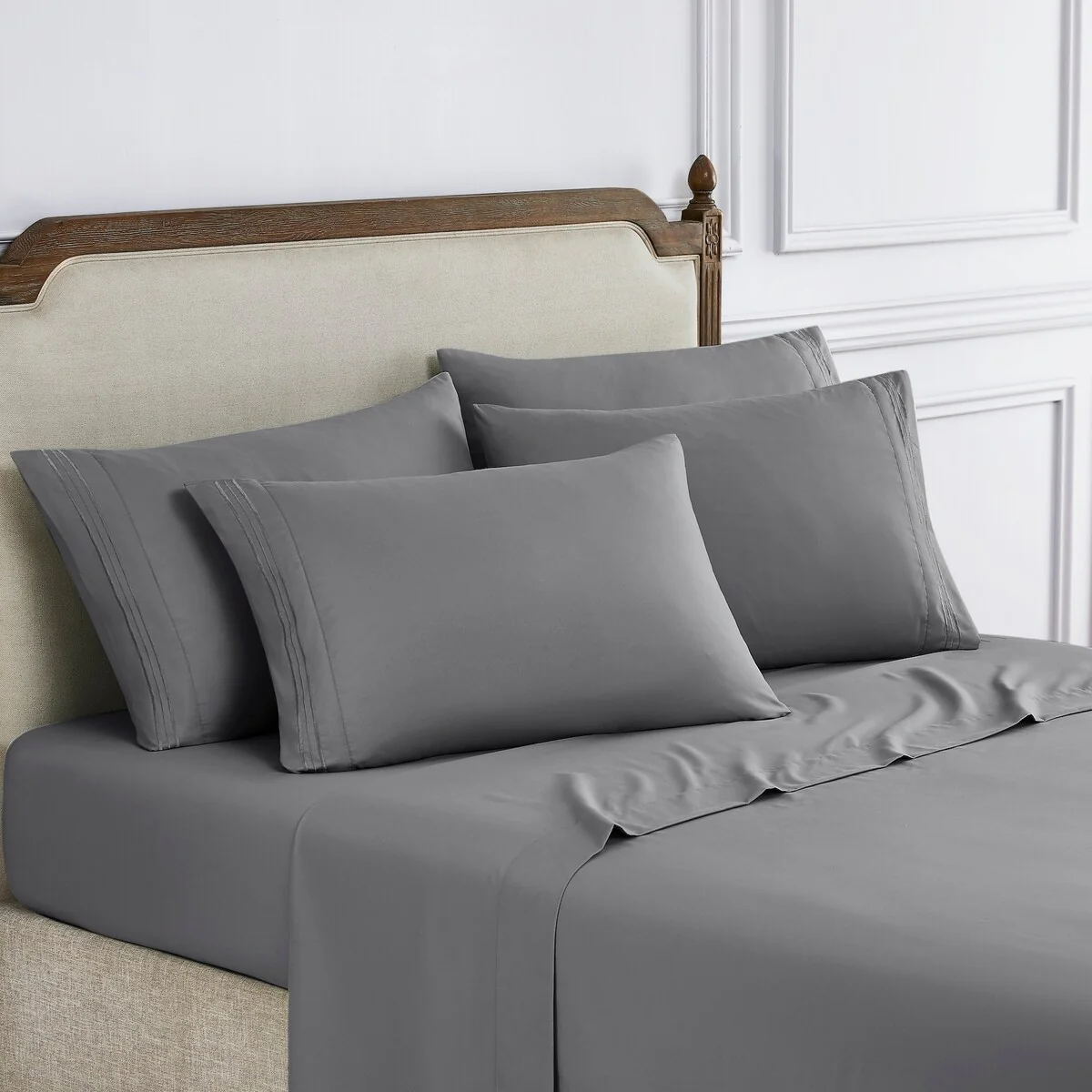 Modern Threads 6-Piece Bed Sheet Set - Ultra Soft Brushed Microfiber, Deep Pocket, Cool & Breathable, Fits 21
