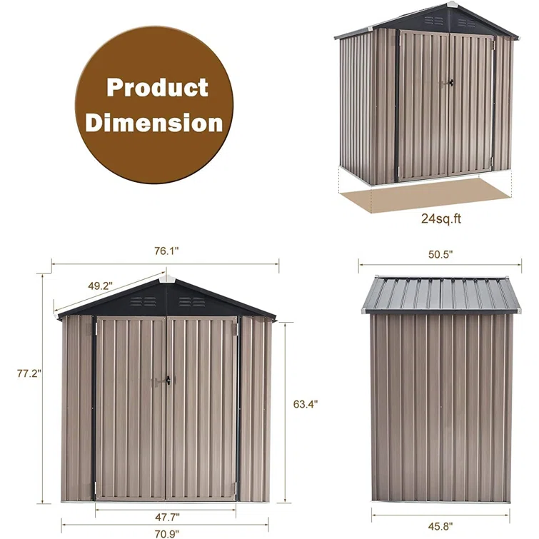 6 ft. W x 4 ft. D Metal Storage Shed