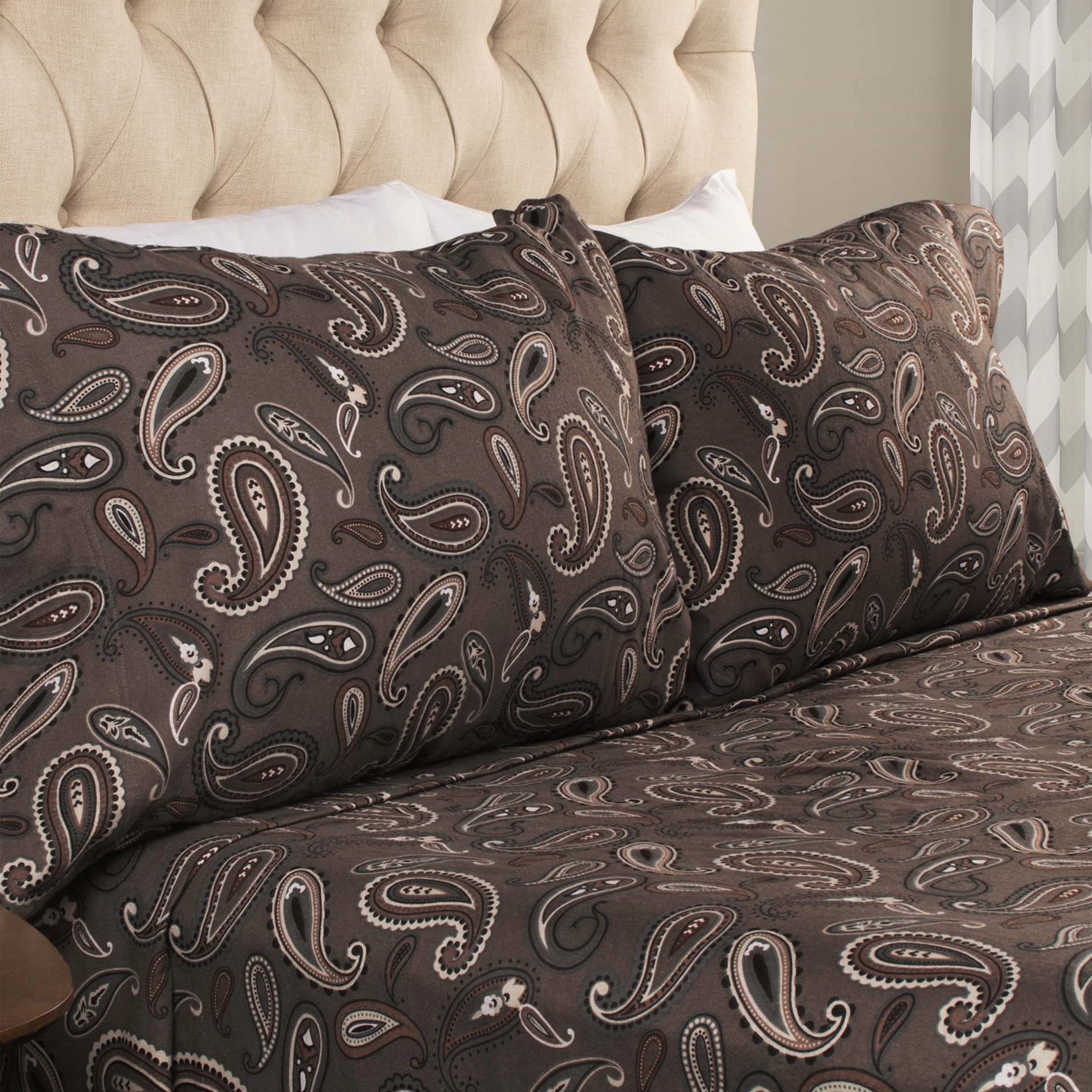 Superior Vintage Floral Paisley Flannel Cotton 2 Piece Pillowcase Set