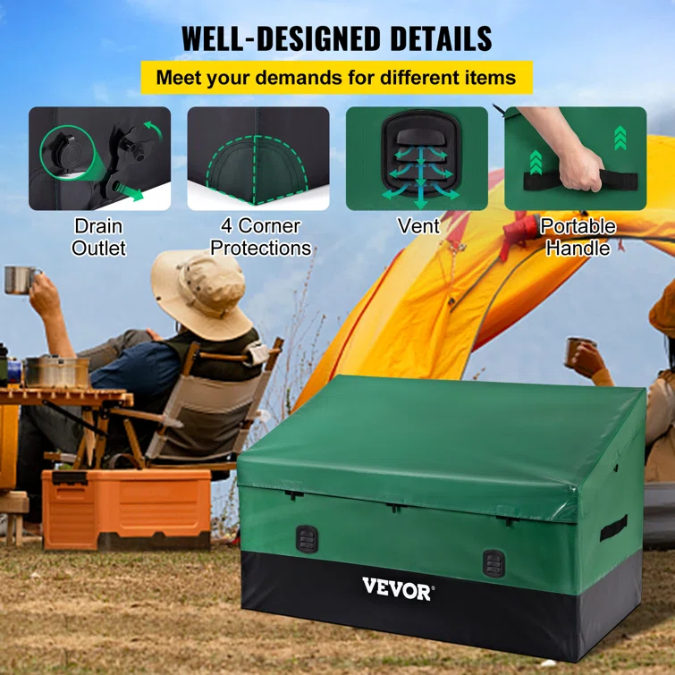 VEVOR 61'' W 150 Gallons Water Resistant Polyethylene Plastic Deck Box in Green/Black