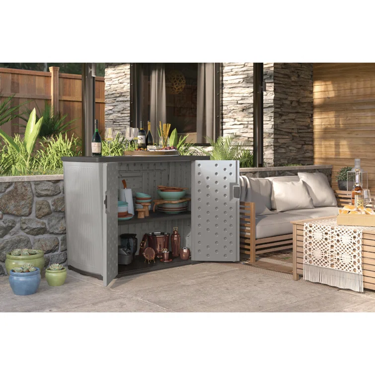 Suncast 130 Gallon Water Resistant Deck Box in Dove Gray