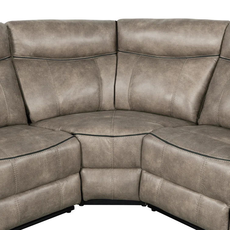Jessah Manual Recliner Sectional Sofa Set with USB Charging Port for Living Room