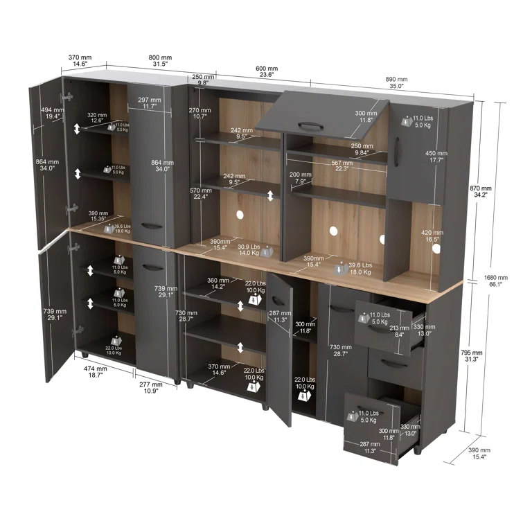 3 Piece Storage System