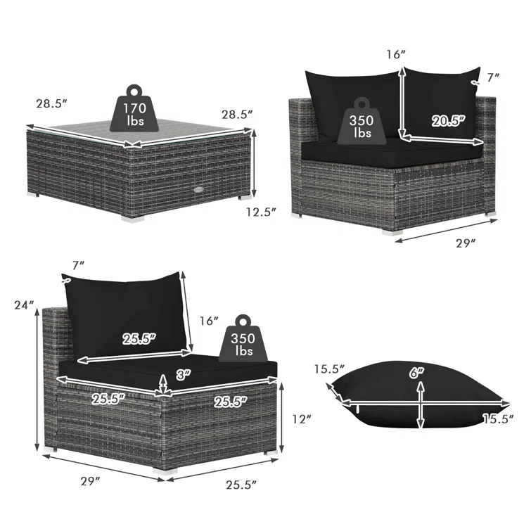 6 - Person Outdoor Seating Group with Cushions