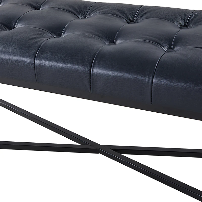 Arnold Versatile Elegance: Genuine Leather Bench with Button-Tufted Design