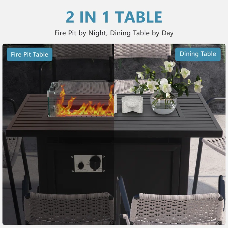 4 - Person Sofa Seating Group With  Cushions and Fire Pit Table