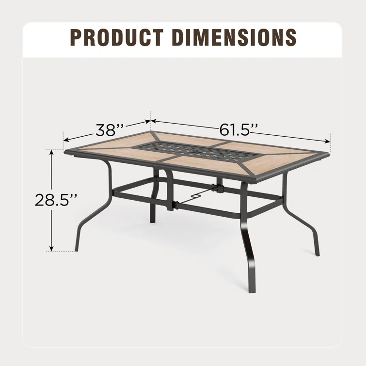 Alyah 6 - Person Rectangular Outdoor Dining Set