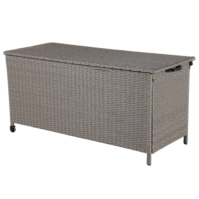 Grand Patio 53.53'' W 108 Gallons Water Resistant Wicker Deck Box with Wheels