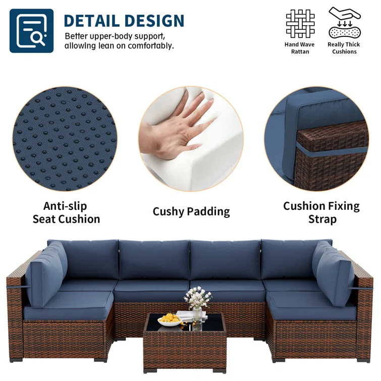 Bhairavi 6 - Person Outdoor Seating Group with Cushions