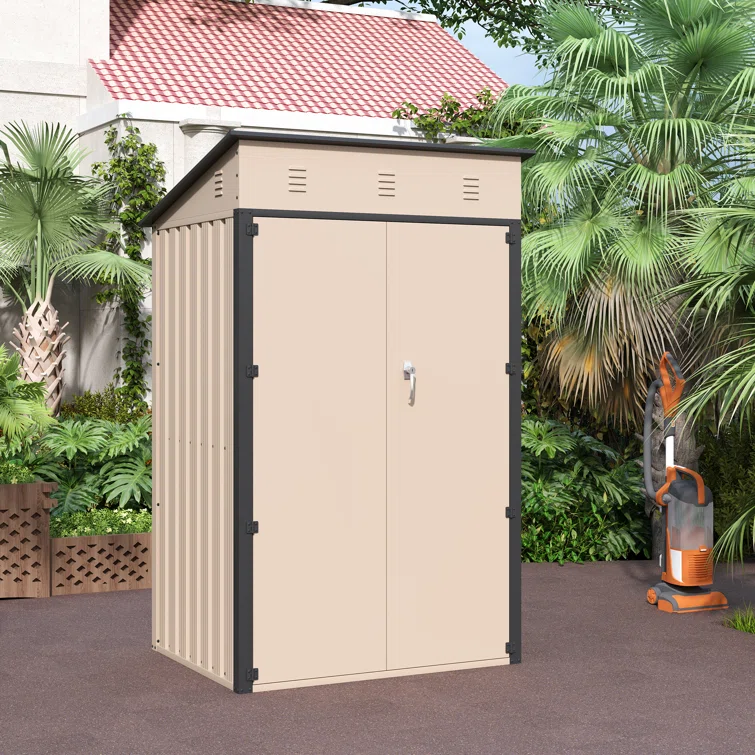 4*3*6 ft Metal Outdoor Storage Shed with Lockable Doors for Home/Backyard/Garden/Lawn Tools