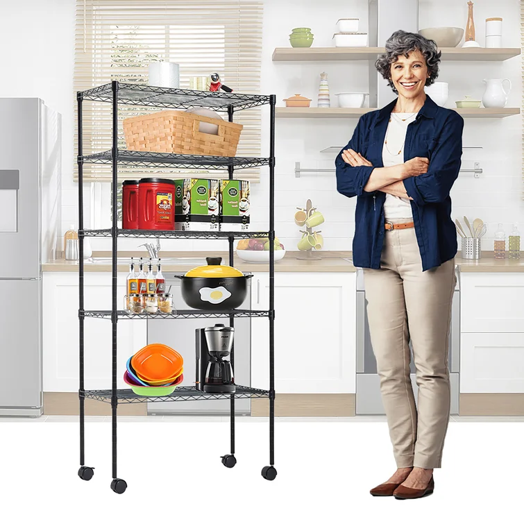 Konnor 30'' W Steel Height -Adjustable Shelving Unit with Wheels