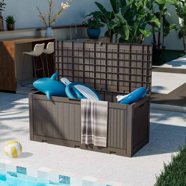 Furmax 47.83'' W 100 Gallons Water Resistant Plastic Lockable Deck Box