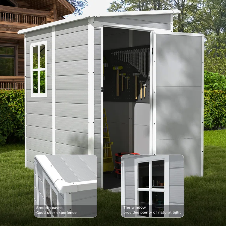 4 ft. W x 5 ft. D Plastic Lean-To Storage Shed