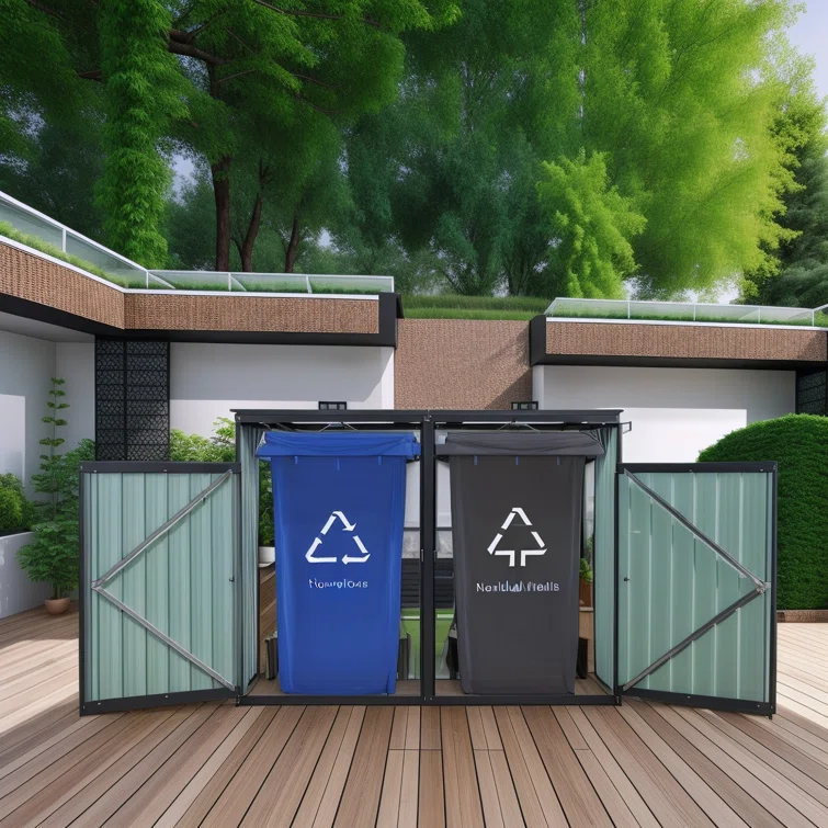 5 ft. W x 3 ft. D Metal Horizontal Garbage Shed