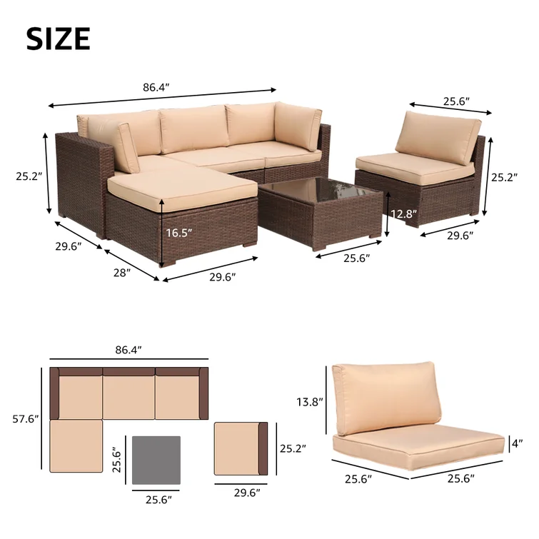 Eudy 5 - Person Outdoor Seating Group with Cushions