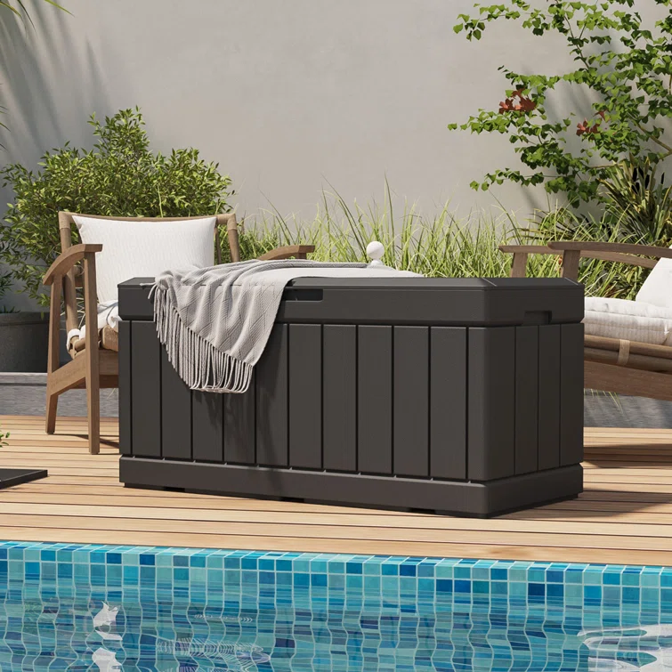 90 Gallons Water Resistant Resin Lockable Deck Box