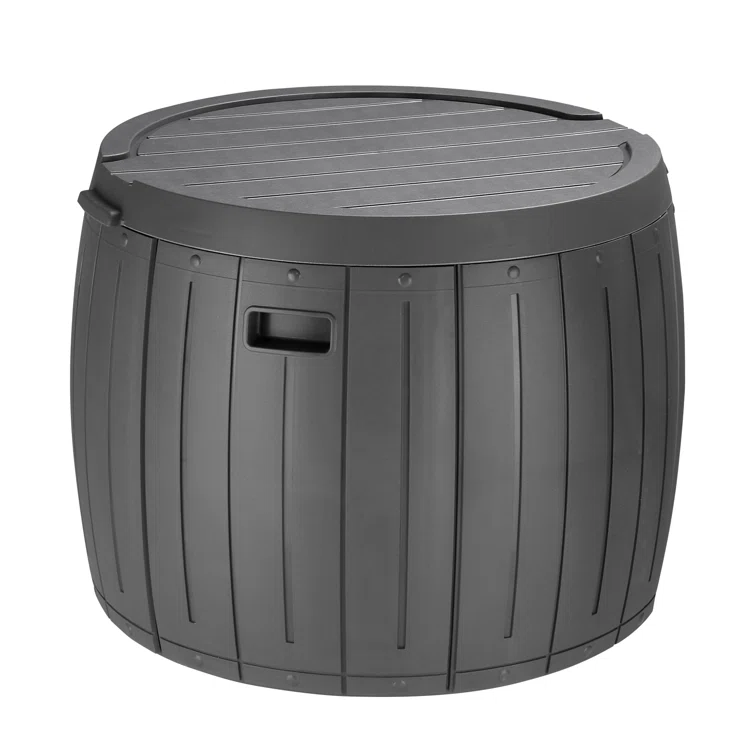 36 Gal Outdoor&Indoor Plastic Round Deck Box